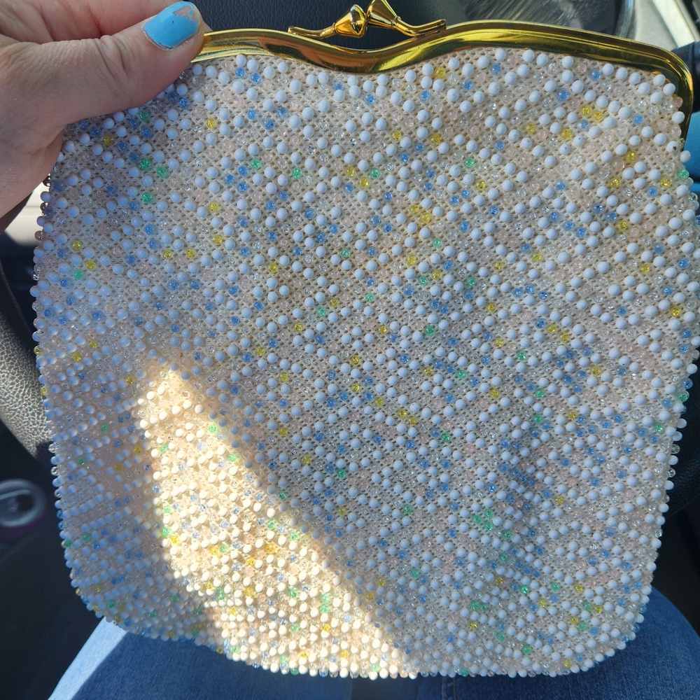 Elegant Beaded Clutch with Gold Accents